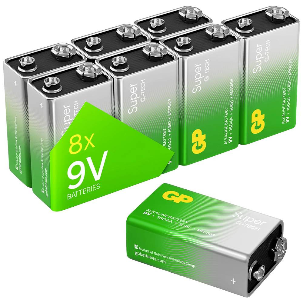 GP Batteries Super 9V batterij (blok) Alkaline 9 V 8 stuk(s)