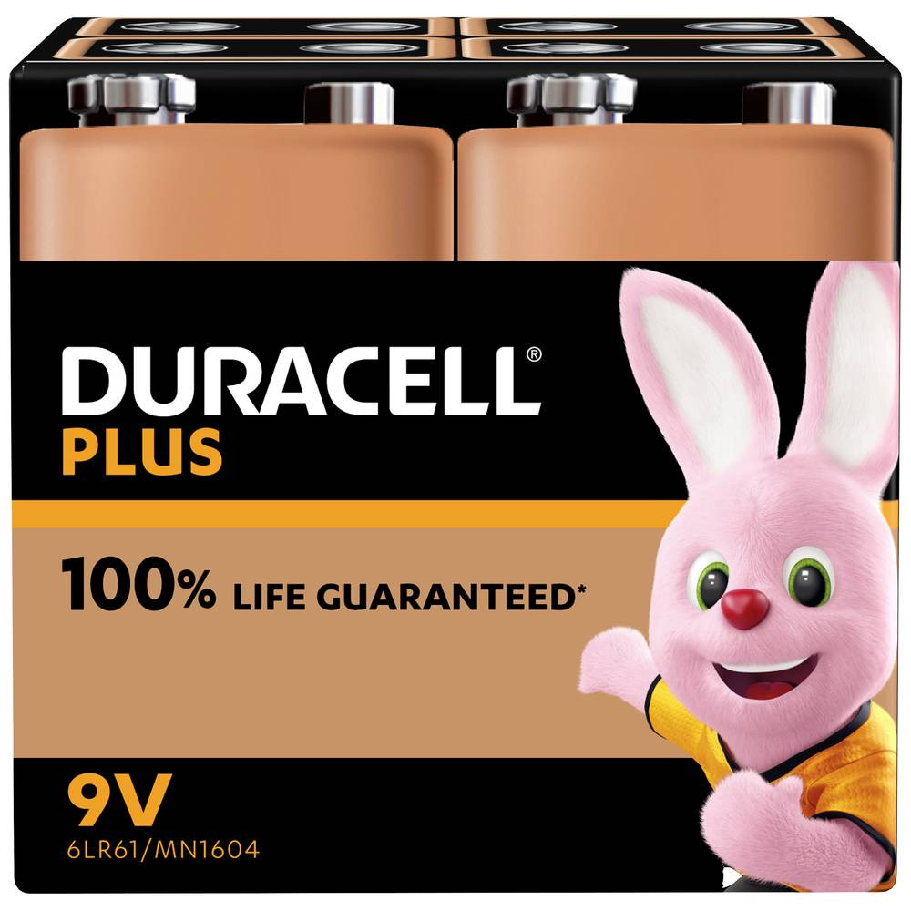 Duracell MN1604 Plus 9V batterij (blok) Alkaline 9 V 4 stuk(s)