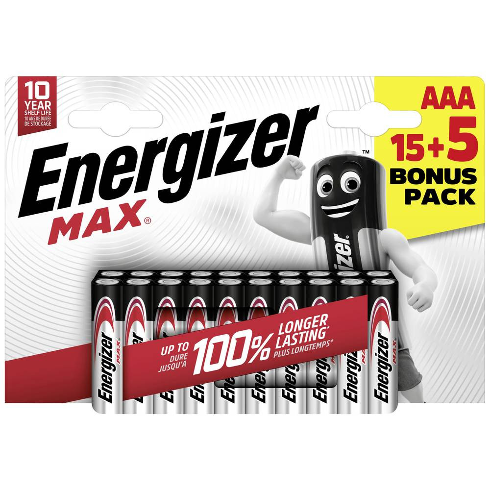 Energizer Max AAA batterij (potlood) Alkaline 1.5 V 20 stuk(s)