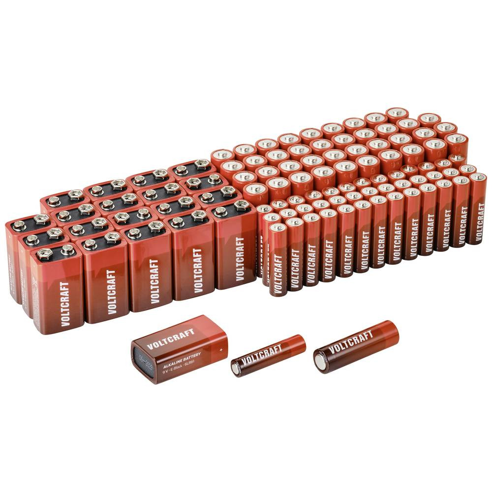 VOLTCRAFT Batterijset AA, AAA, 9 V 100 stuk(s)