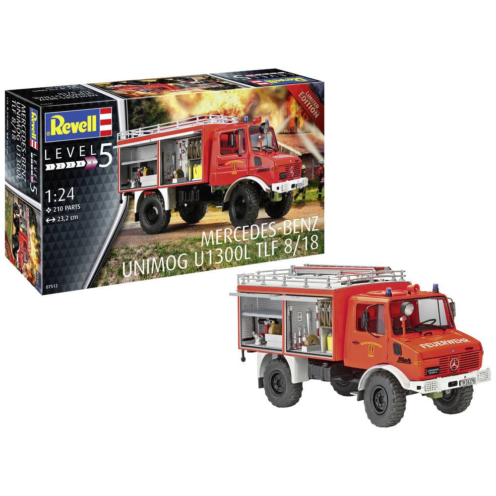 Revell 07512 Mercedes-Benz Unimog U 1300 L Feuerwehr TLF 8/18 Vrachtwagen (bouwpakket) 1:24