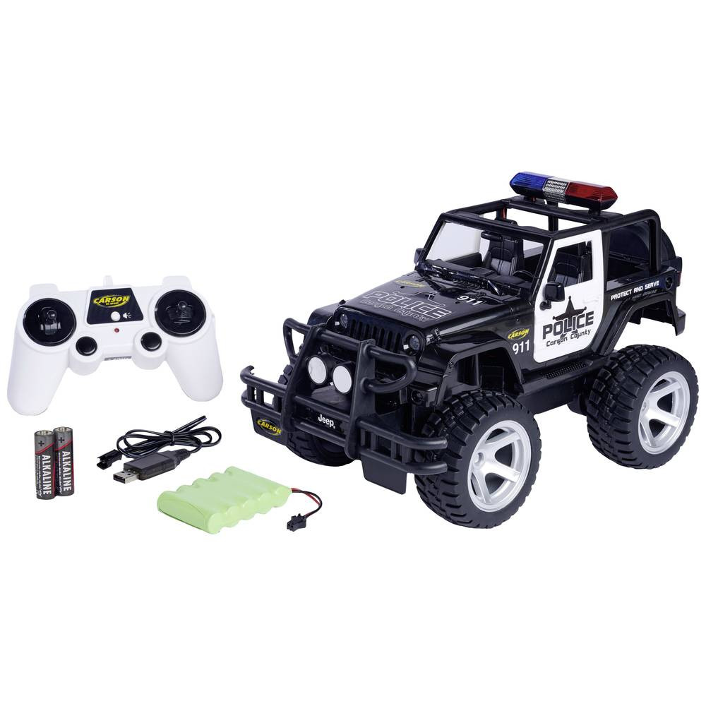 Carson Modellsport Jeep Wrangler Police 1:12 RC modelauto voor beginners Elektro Terreinwagen RTR 2,4 GHz