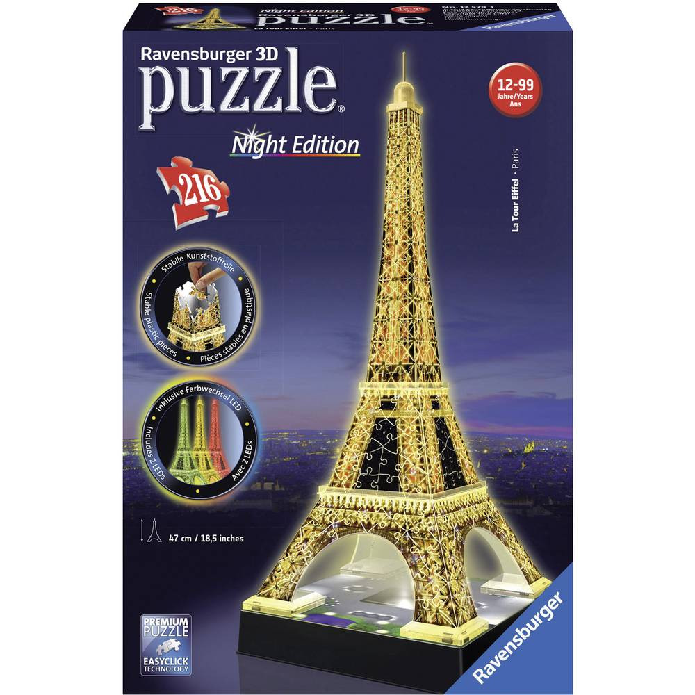 Ravensburger 12579 Eiffelturm bei Nacht Aantal puzzelstukjes: 216