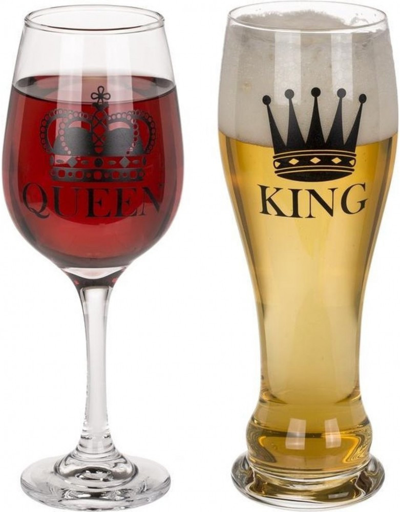 King & queen drinking glass set