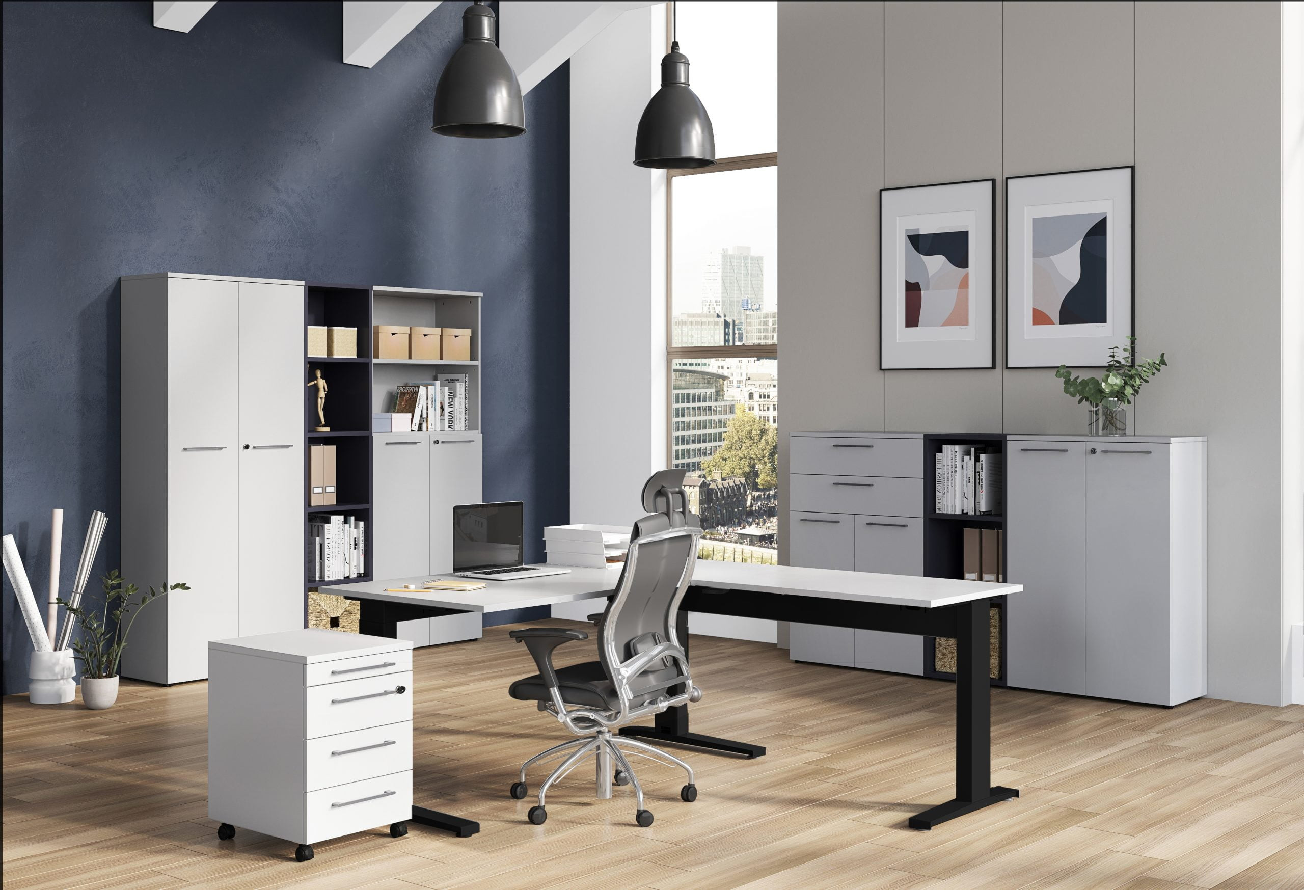 Complete kantoorkamer Ergonoma Lichtgrijs Zwart