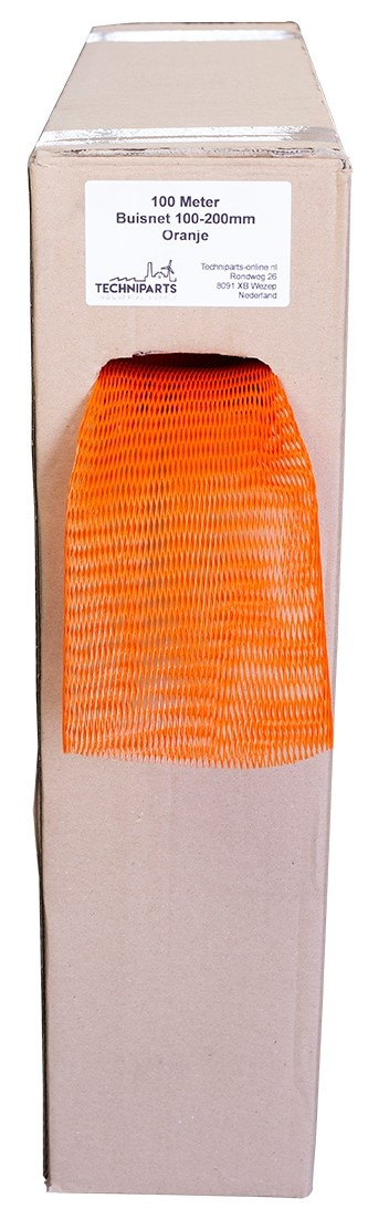 Netz schlauche - Netkous - rekbereik 100 tot 200mm - Volle Dispenser doos 100m (Oranje)