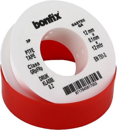 Bonfix Zakverpakking: Diversen PTFE afdichtingstape 0,1 mm x 12 m - 12 mm breed