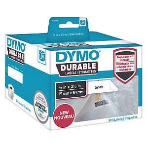 Label etiket dymo durable 19330 19mmx64mm wit | Doos a 2 rol