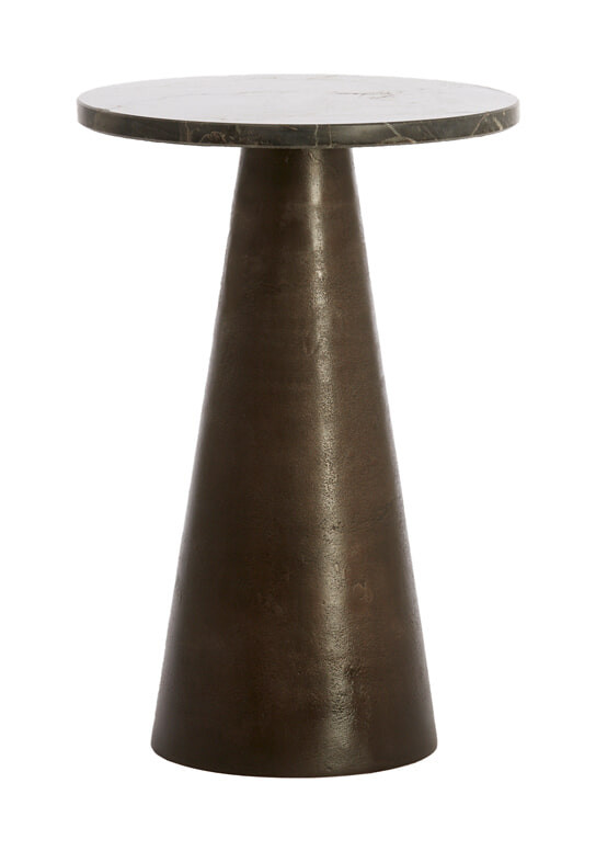 Light & Living Ronde Bijzettafel 'Ynez' Marmer, 36cm, kleur Donkerbruin