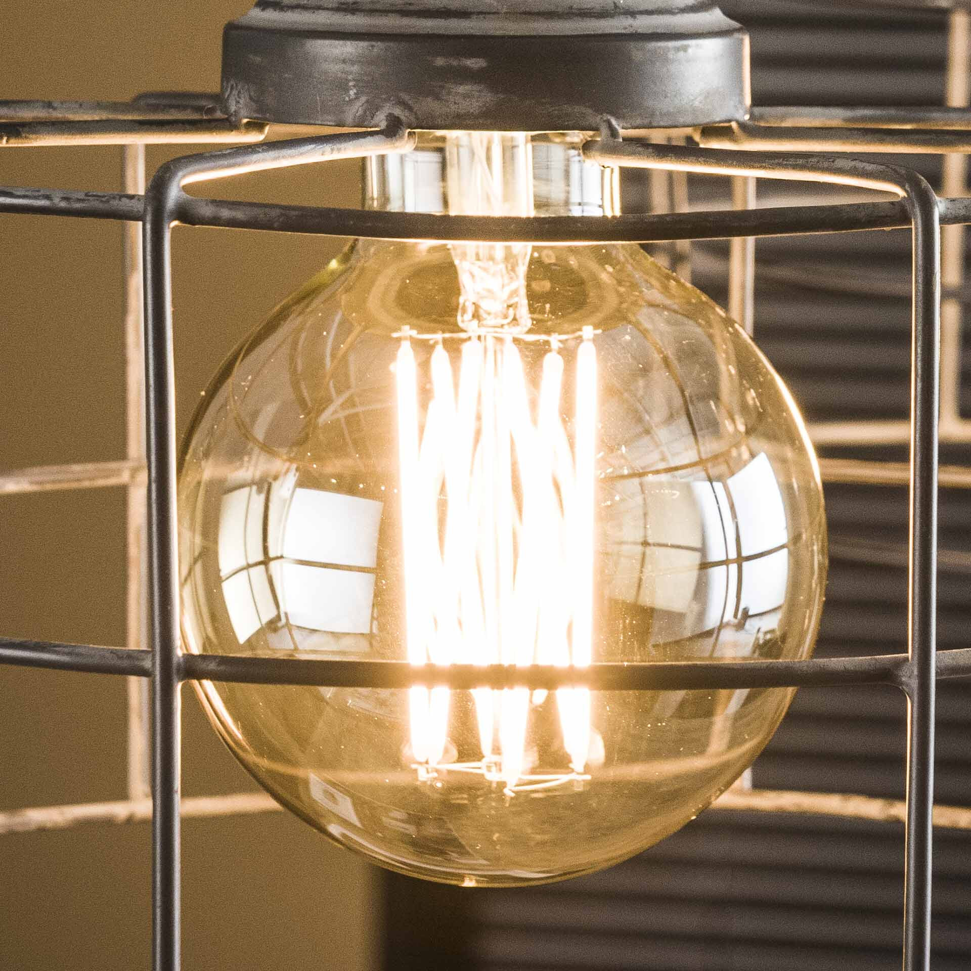Kooldraadlamp Bol L Ø9,5cm, LED E27 / 6W, Goldline, dimbaar - Amberkleurig glas