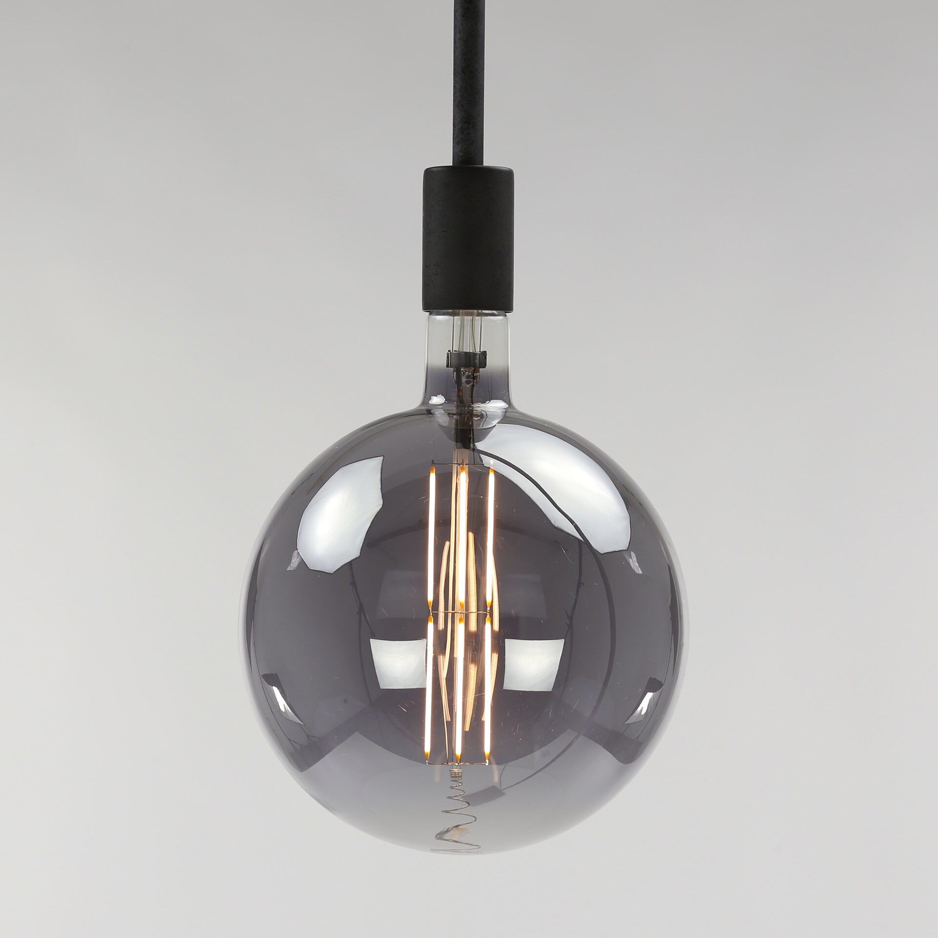 Kooldraadlamp Bol XXL Ø20cm, LED E27 / 8W, Smoke grey, dimbaar - Smoke grey glas