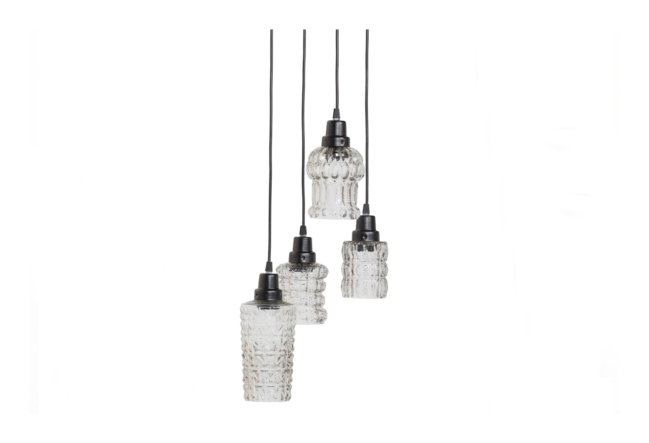 BePureHome Hanglamp Multiple Glas, 4-lamps - Zwart