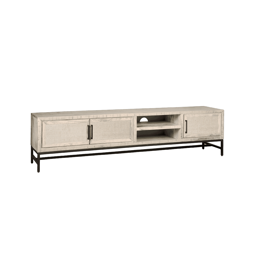 RENEW TV-meubel 'Carini' Hout en Webbing, 200cm, kleur Wit