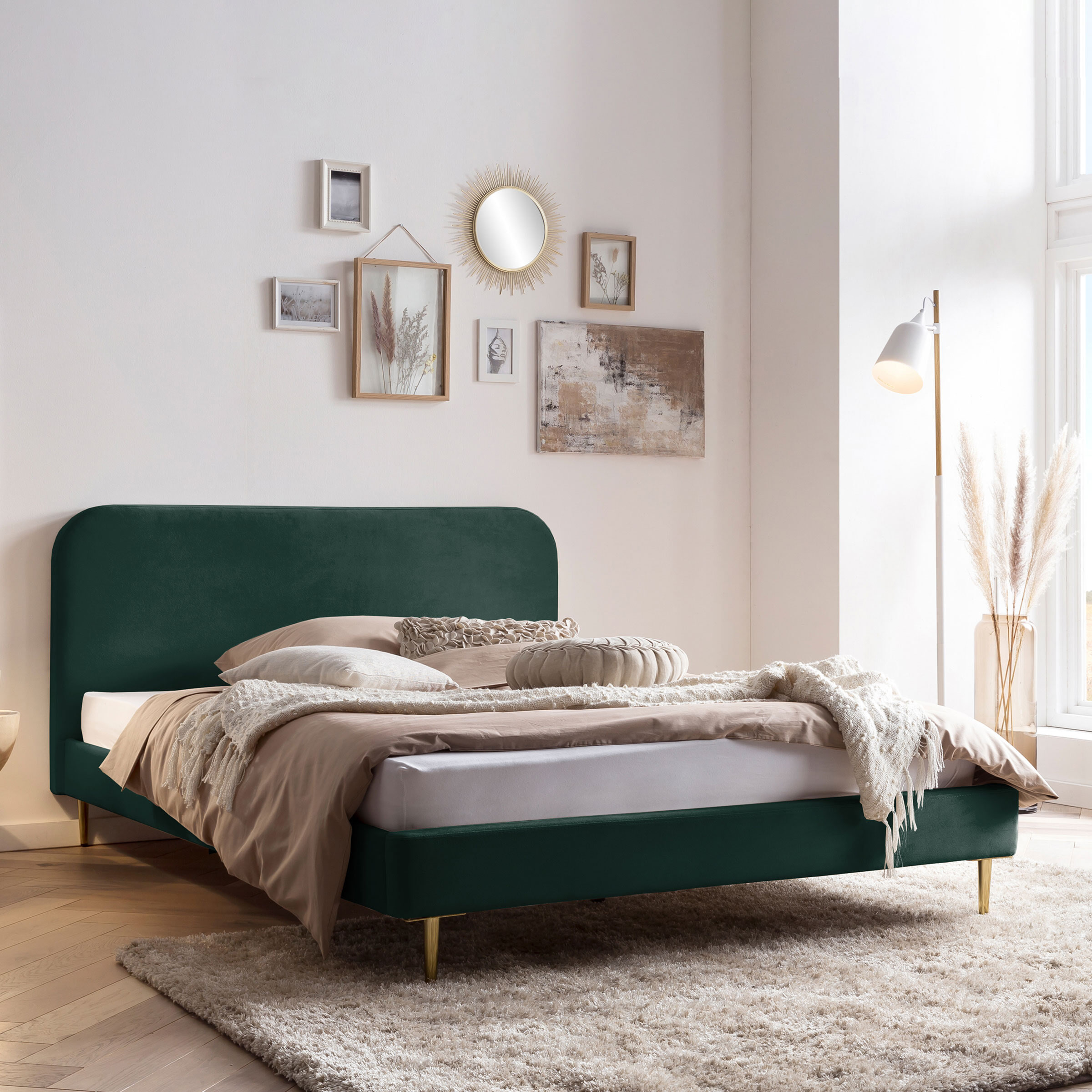 Artistiq Bed 'Federico' Velvet, 180 x 200cm, kleur groen