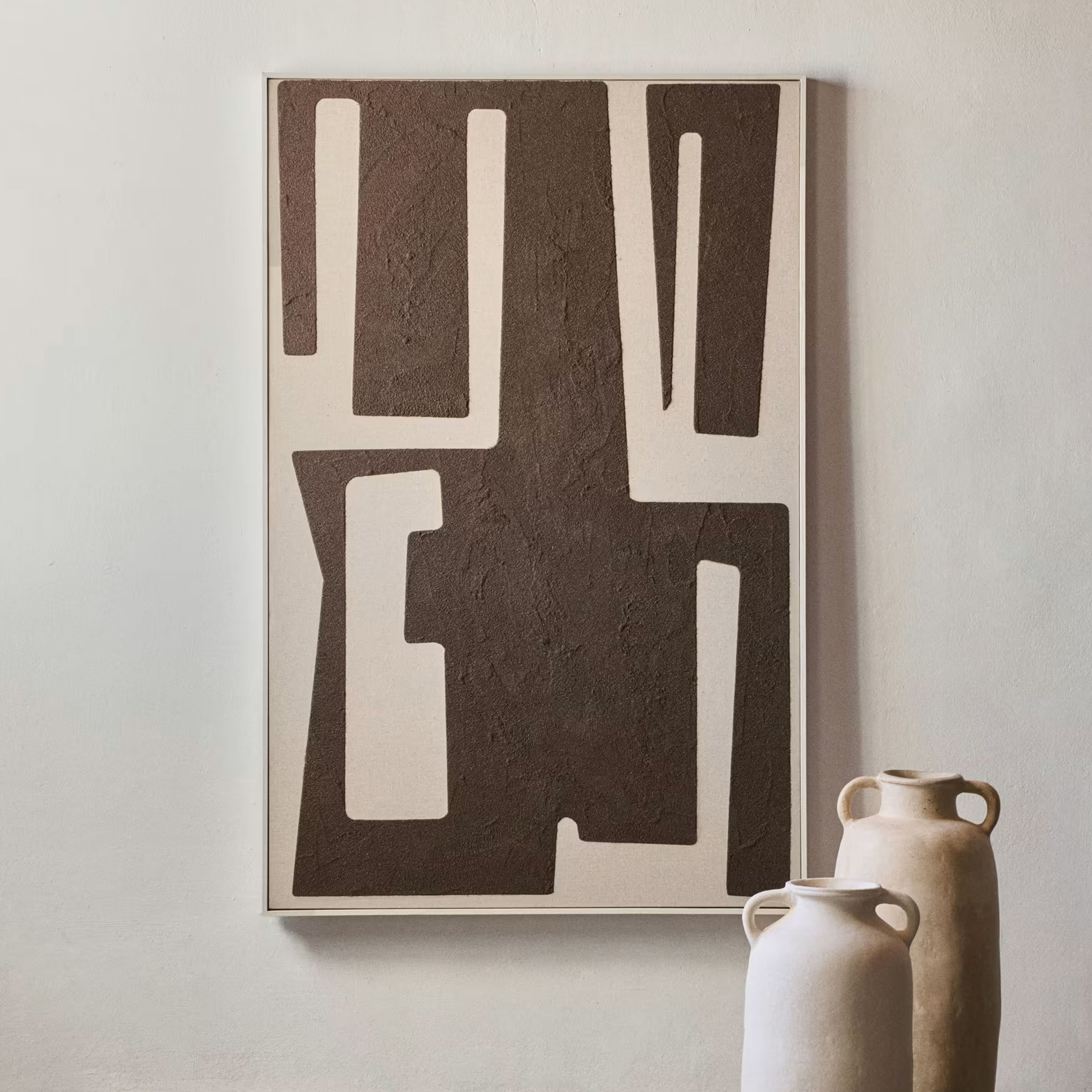 Kave Home Schilderij 'Salmi' Linnen, 140 x 90cm, kleur Bruin