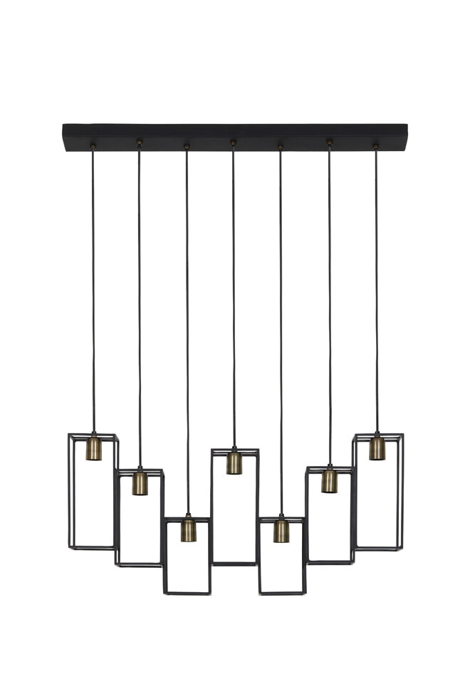 Light & Living Hanglamp 'Divera' 7-Lamps, mat zwart