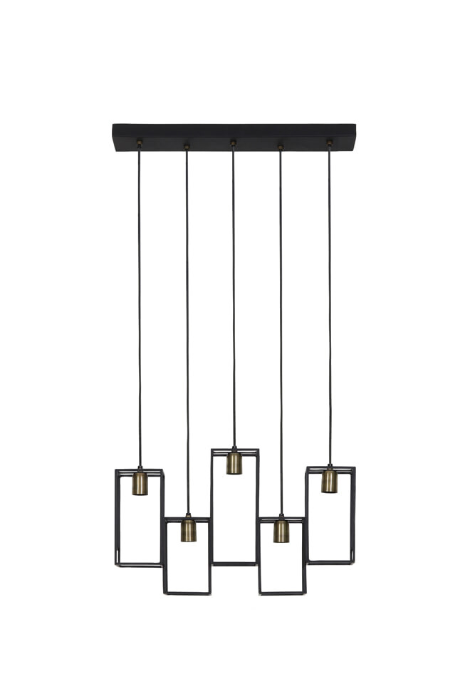 Light & Living Hanglamp 'Divera' 5-Lamps, mat zwart