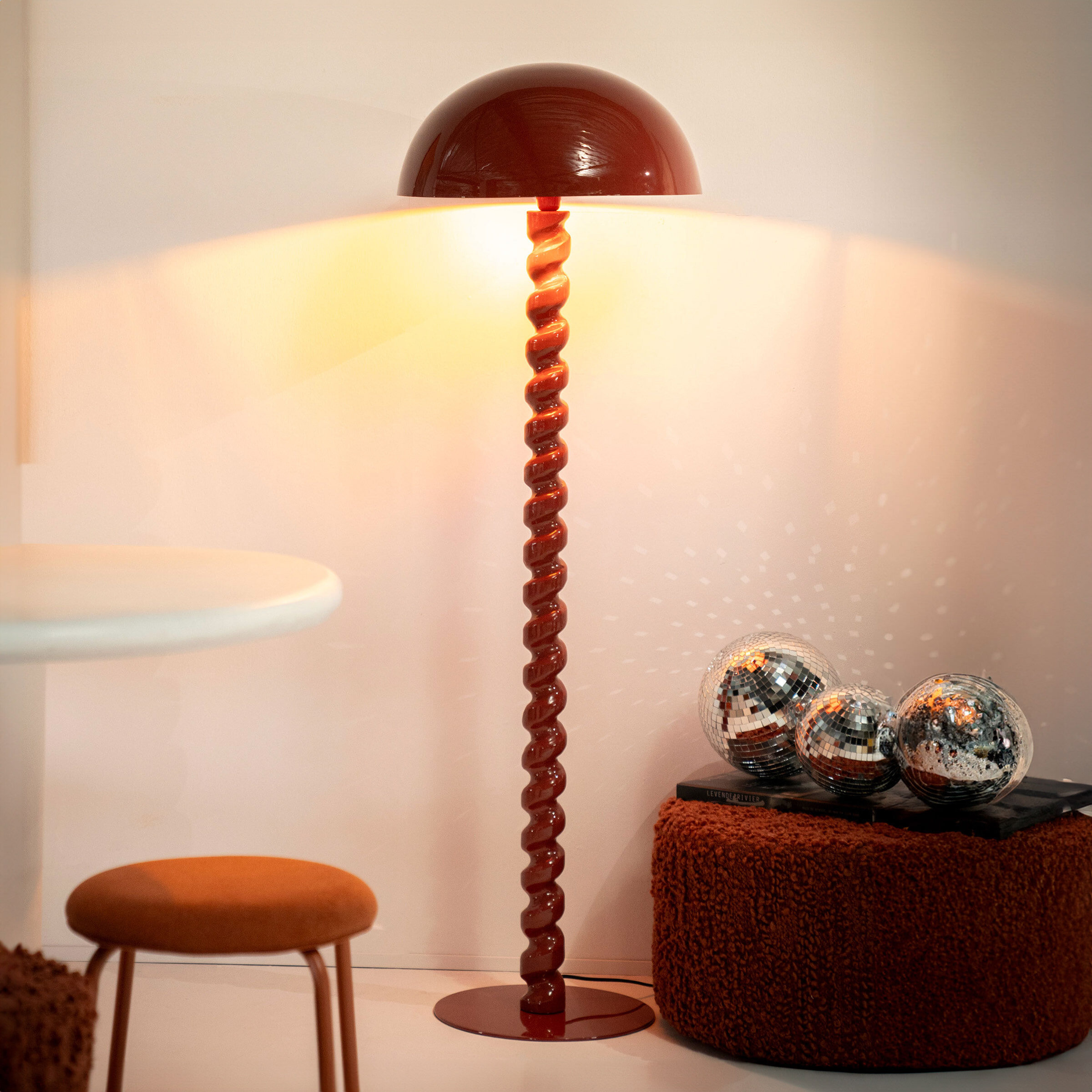 By-Boo Vloerlamp 'Luox' 150cm hoog, kleur Koraalrood