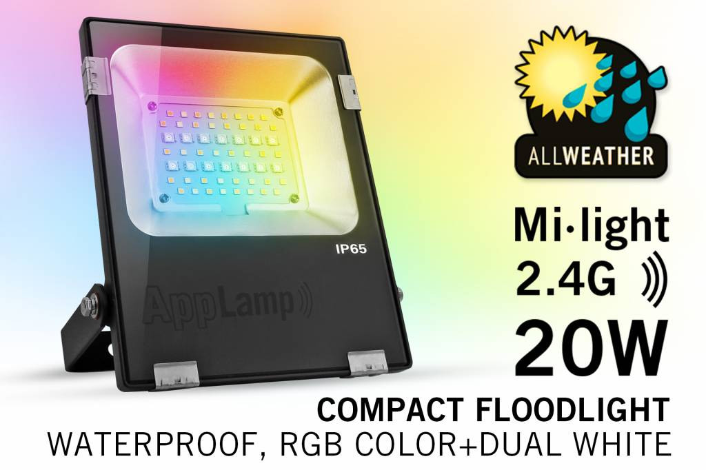 Mi·Light Mi-Light 20W RGBWW Kleur + Dual White LED Schijnwerper. Waterdicht IP65