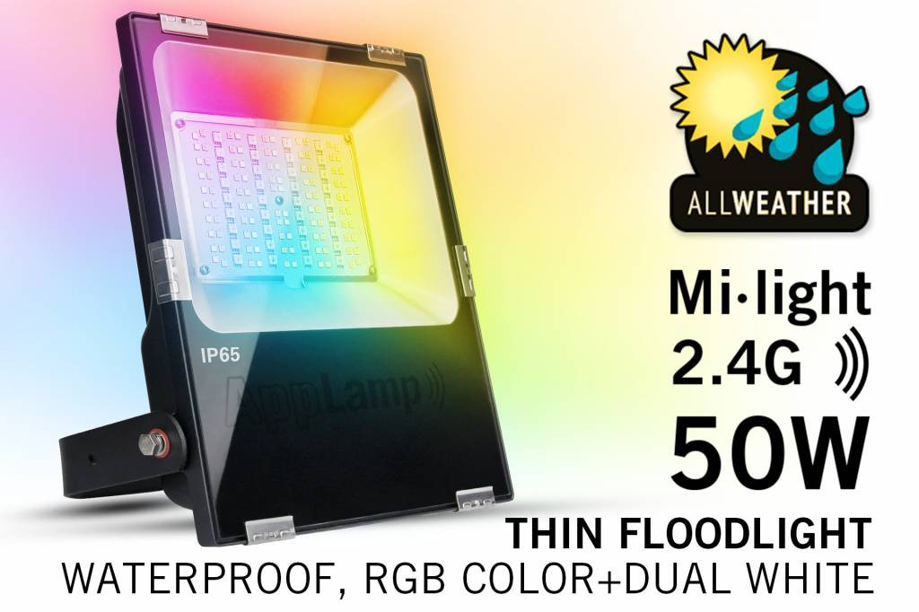 Mi·Light Mi-Light 50W RGBWW Kleur + Dual White LED Schijnwerper. Waterdicht IP65