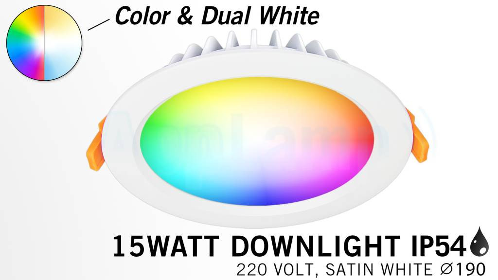 Mi·Light Mi-Light 15W RGBWW Kleur + Dual White LED Inbouwspot Waterdicht IP54