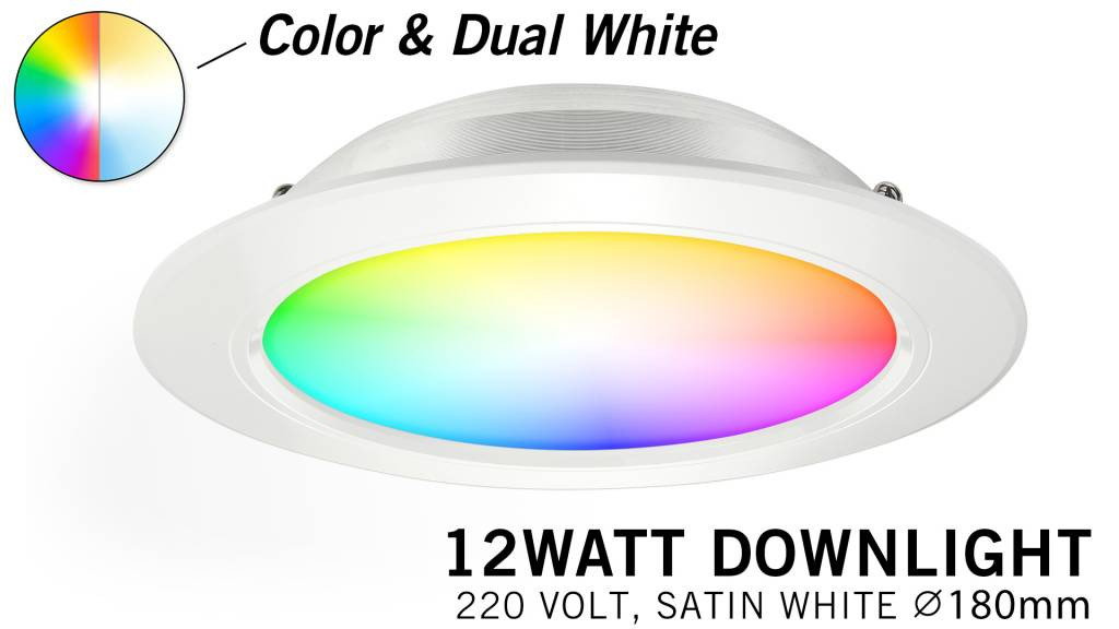 Mi·Light Mi-Light 12W RGBWW Kleur + Dual White LED Inbouwspot 220V. Satijn Wit