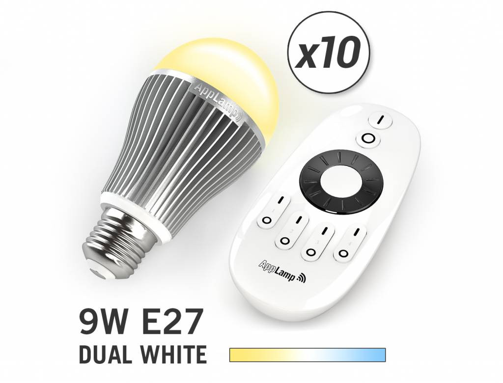 Mi·Light Mi-light 9W Dual White E27 Set van 10 Wifi LED Lampen