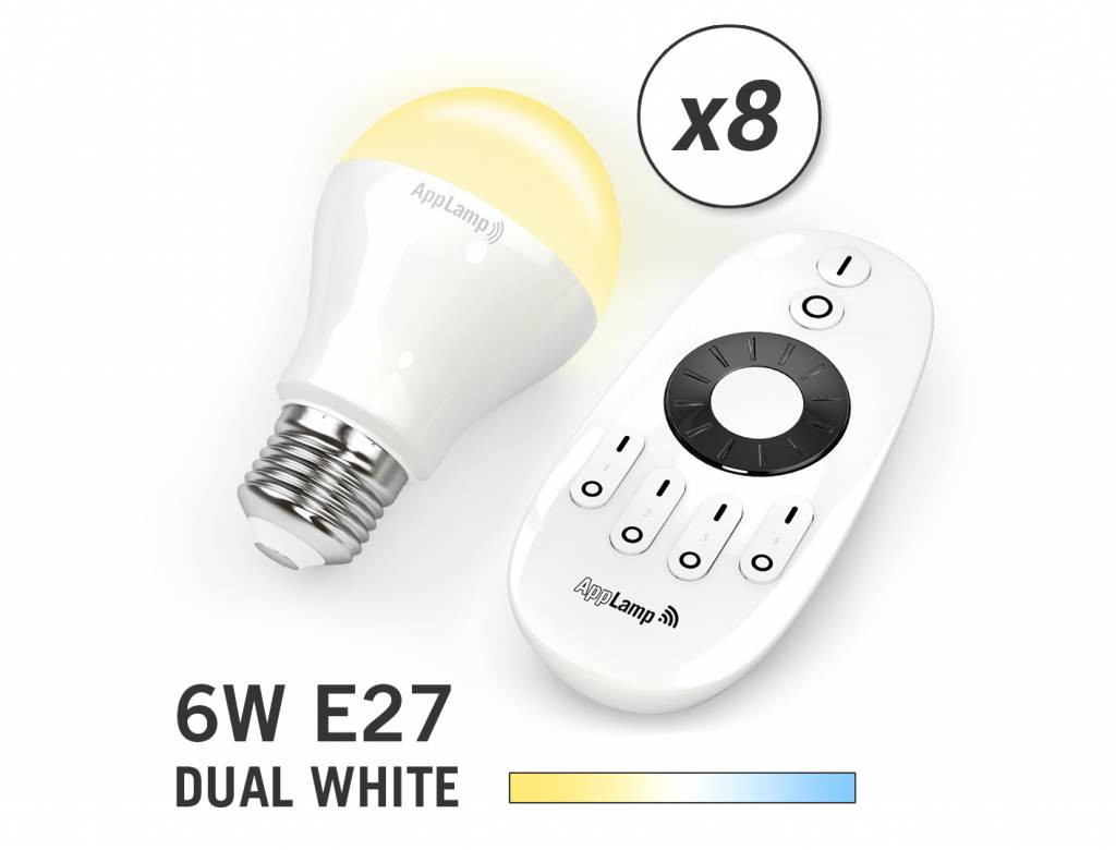 Mi·Light Mi-light 6W Dual White E27 Set van 8 Wifi LED Lampen