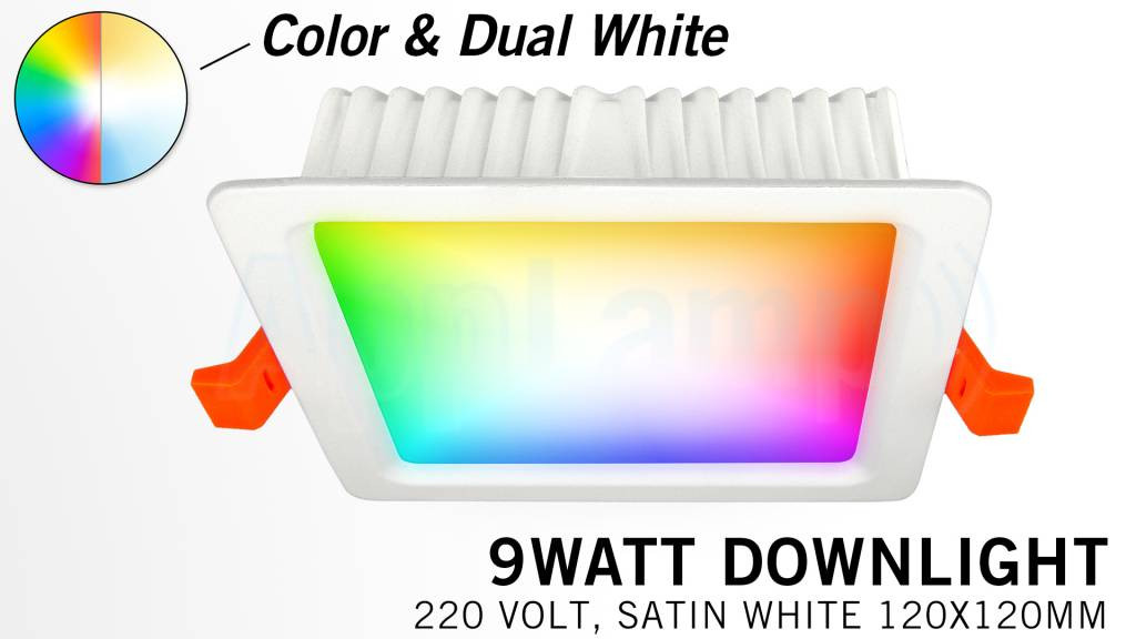 Mi·Light Mi-Light 9W RGBWW Kleur + Dual White LED Inbouwspot 220V. Vierkant