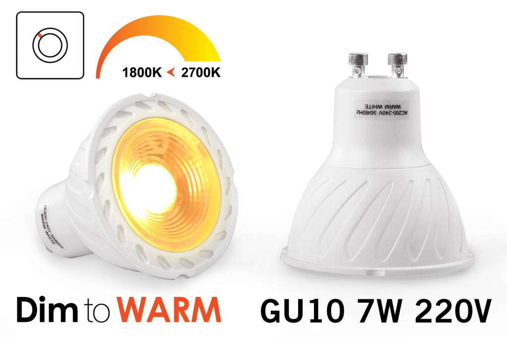 Dim2Warm 7 Watt GU10 LED spotje Dim to Warm