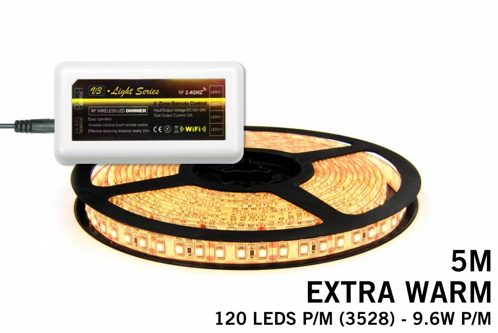 Mi·Light Extra Warm Wit Led Strip | 120 Leds pm 7,6W pm IP20 uitbreidingset
