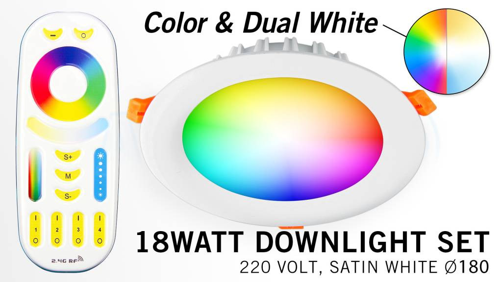 Mi·Light Mi-Light 18W RGBWW Kleur + Dual White LED Inbouwspot + Afstandsbediening