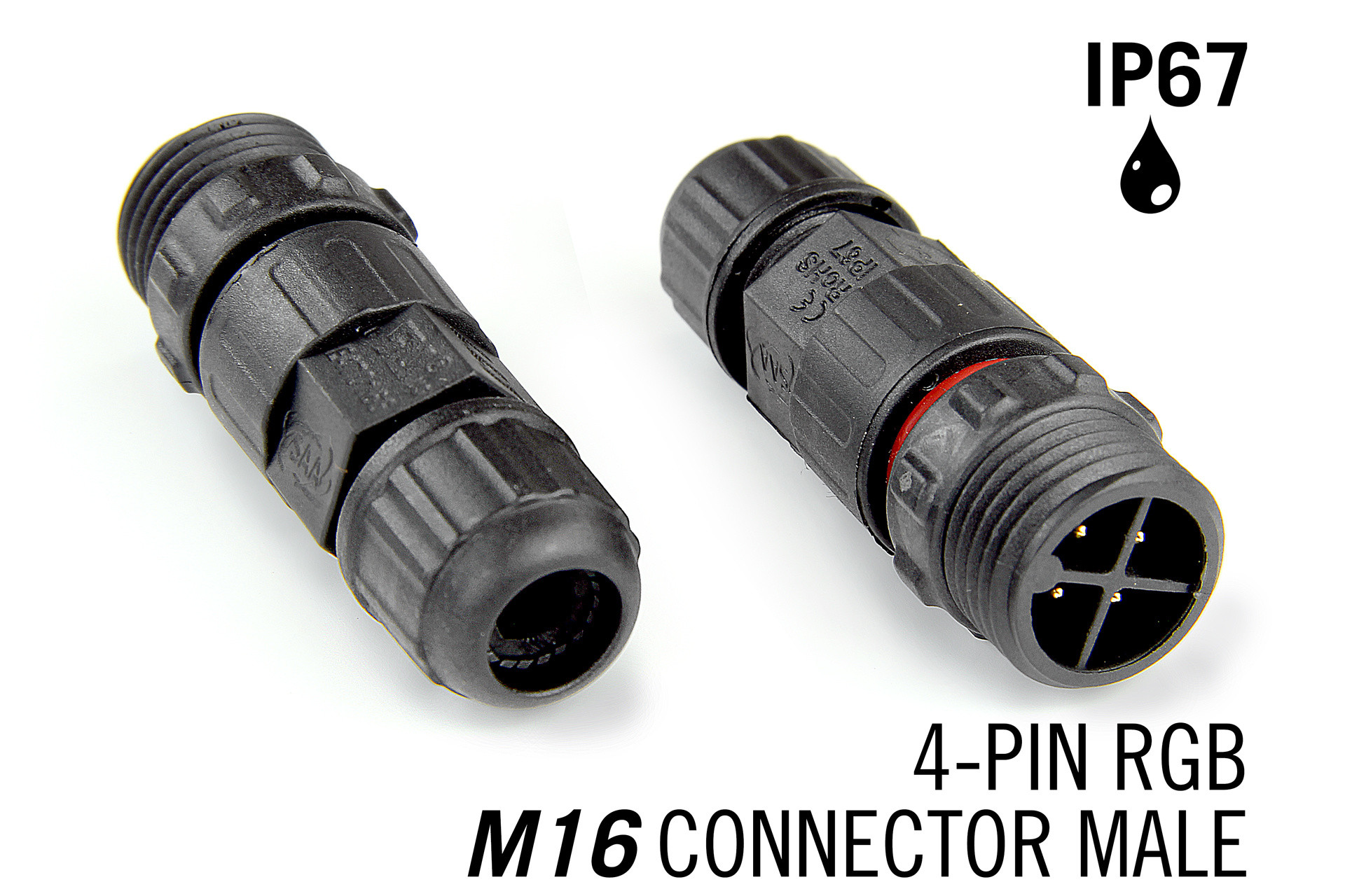 M16 4 Pin IP67 Waterdichte Male Connector