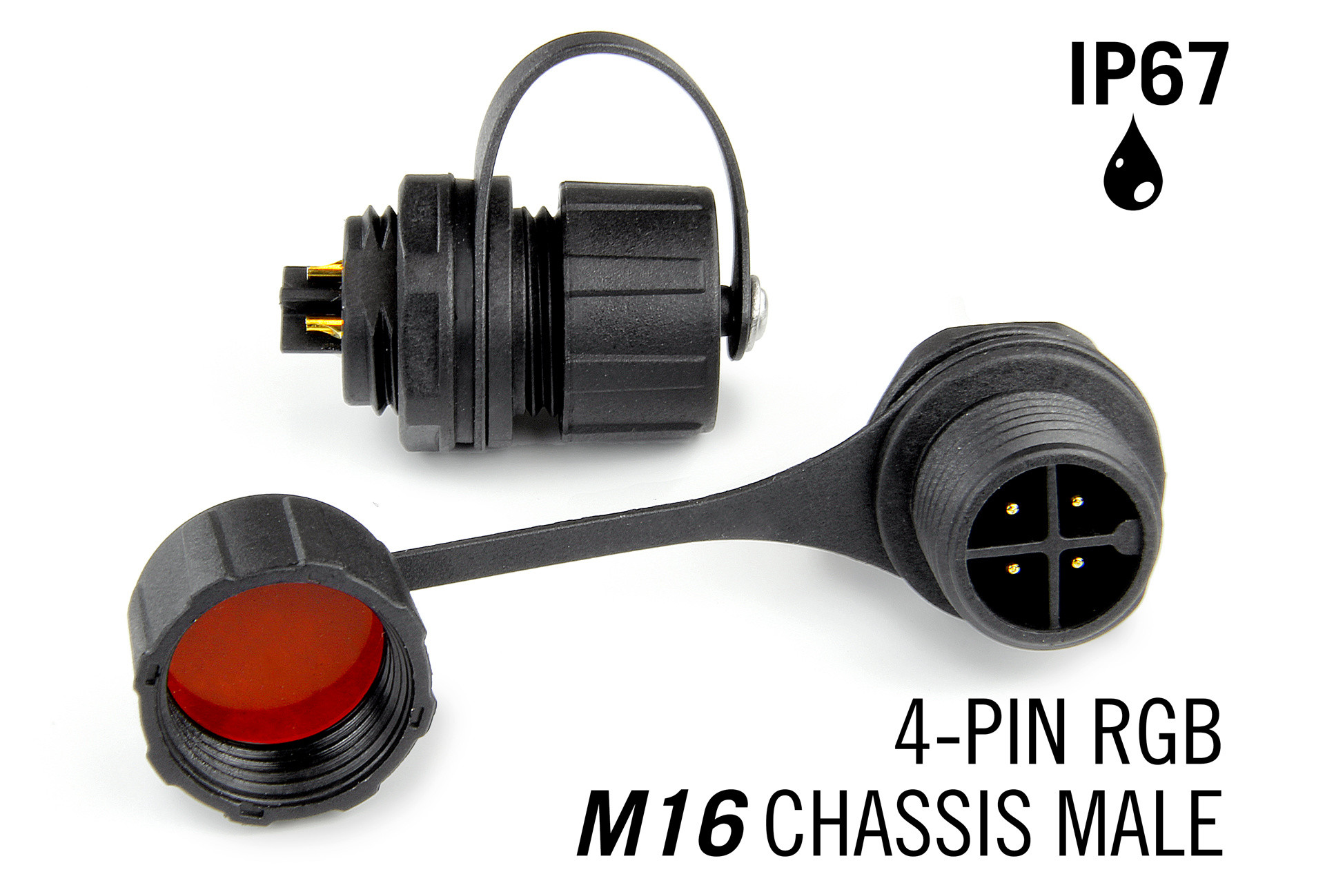 M16 4 Pin IP67 Waterdichte Male Chassis Connector