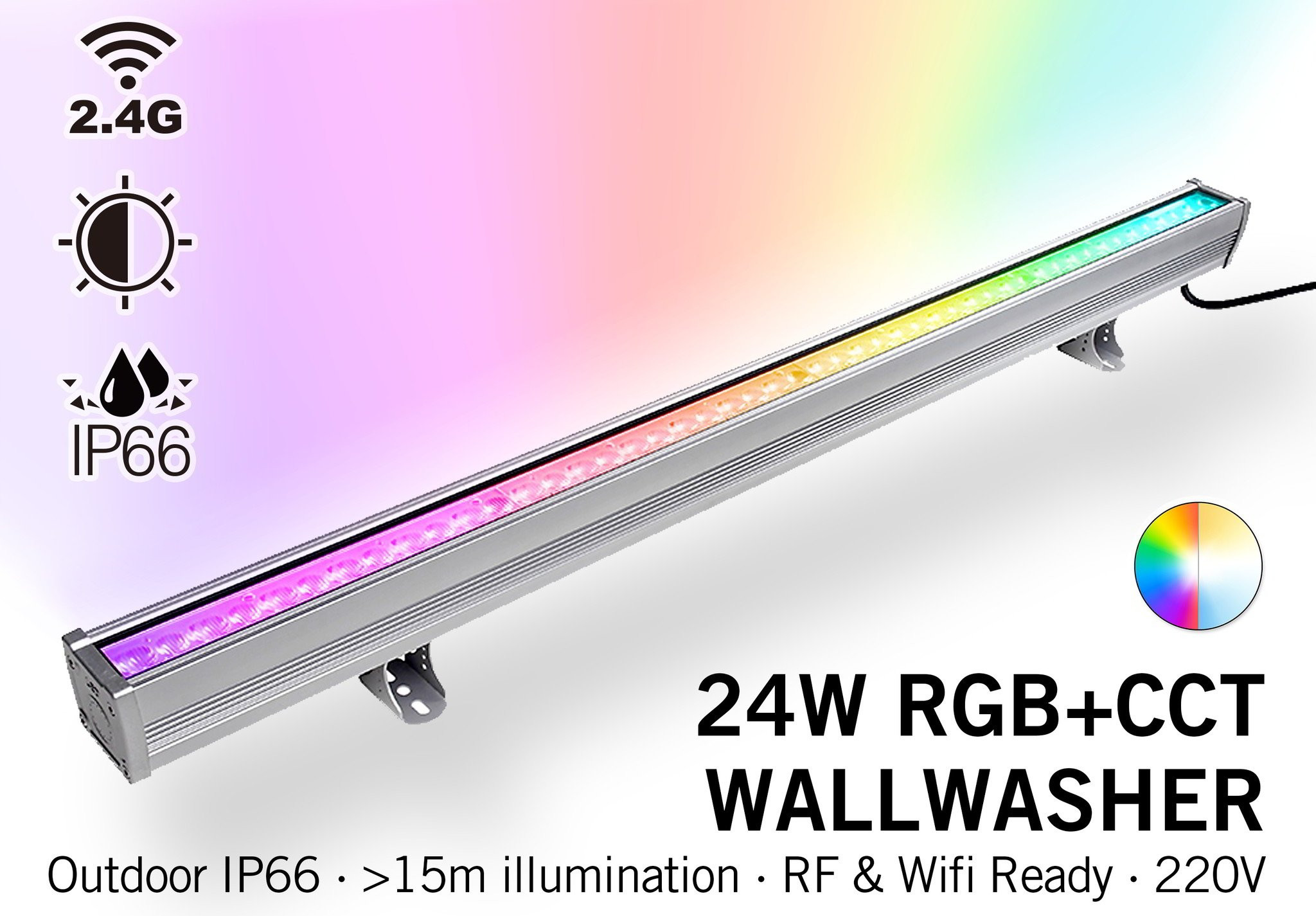 Mi·Light Mi-Light Wall Washer RGBWW Kleur + Dual White - IP66 - 24W - 220V - 100CM