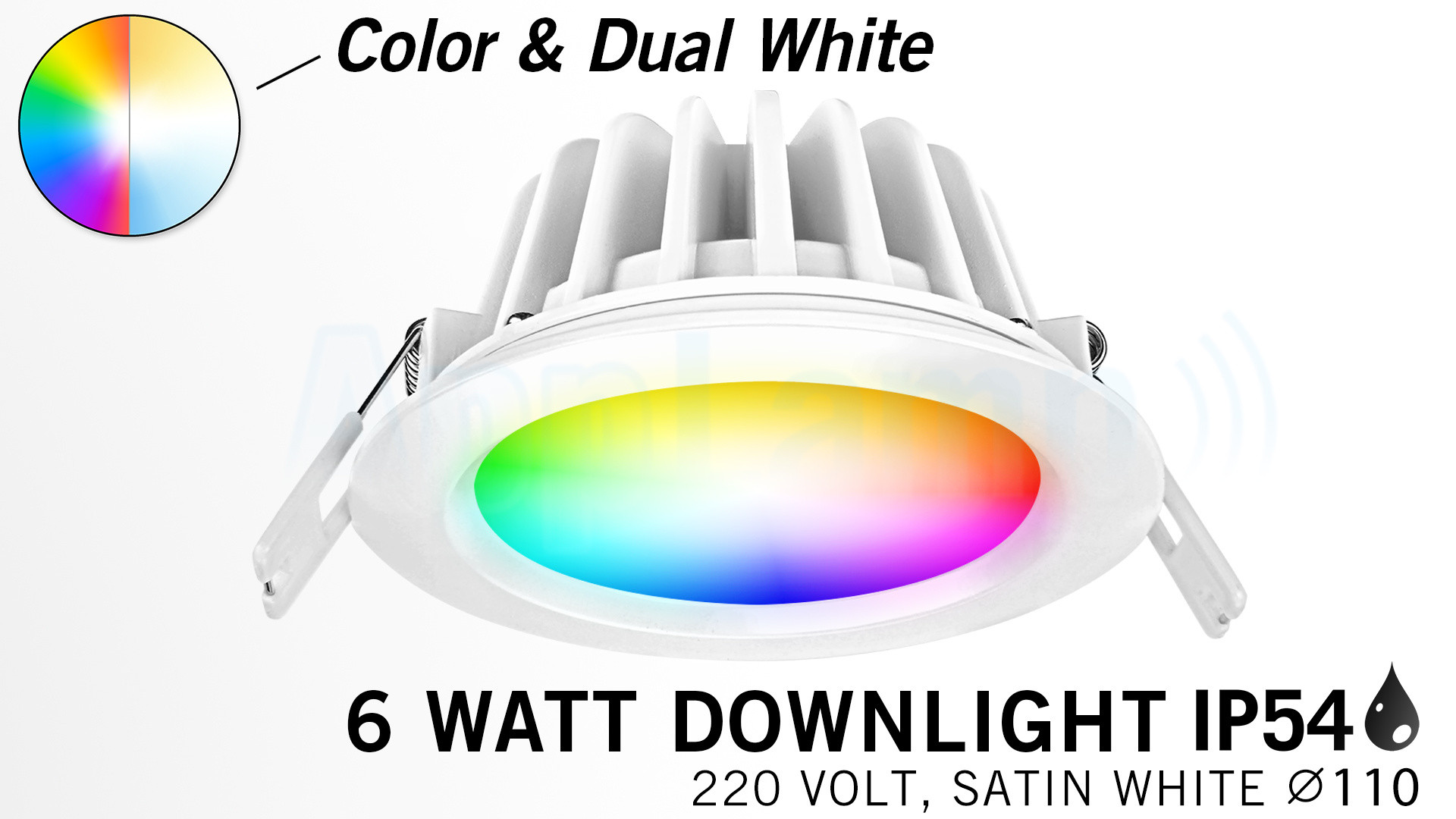 Mi·Light Mi-Light 6W RGBWW Kleur + Dual White LED Inbouwspot Waterdicht IP54