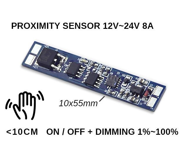 LED nabijheid sensor, Schakelen & Dimmer, <= 10cm 8A 12V-24V
