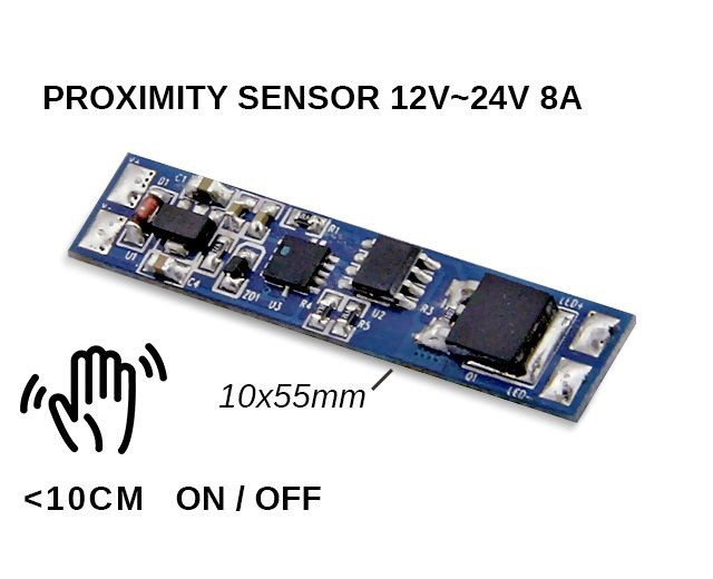 Applamp LED nabijheid sensor, Aan/Uit Schakelen, <= 10cm 8A 12V-24
