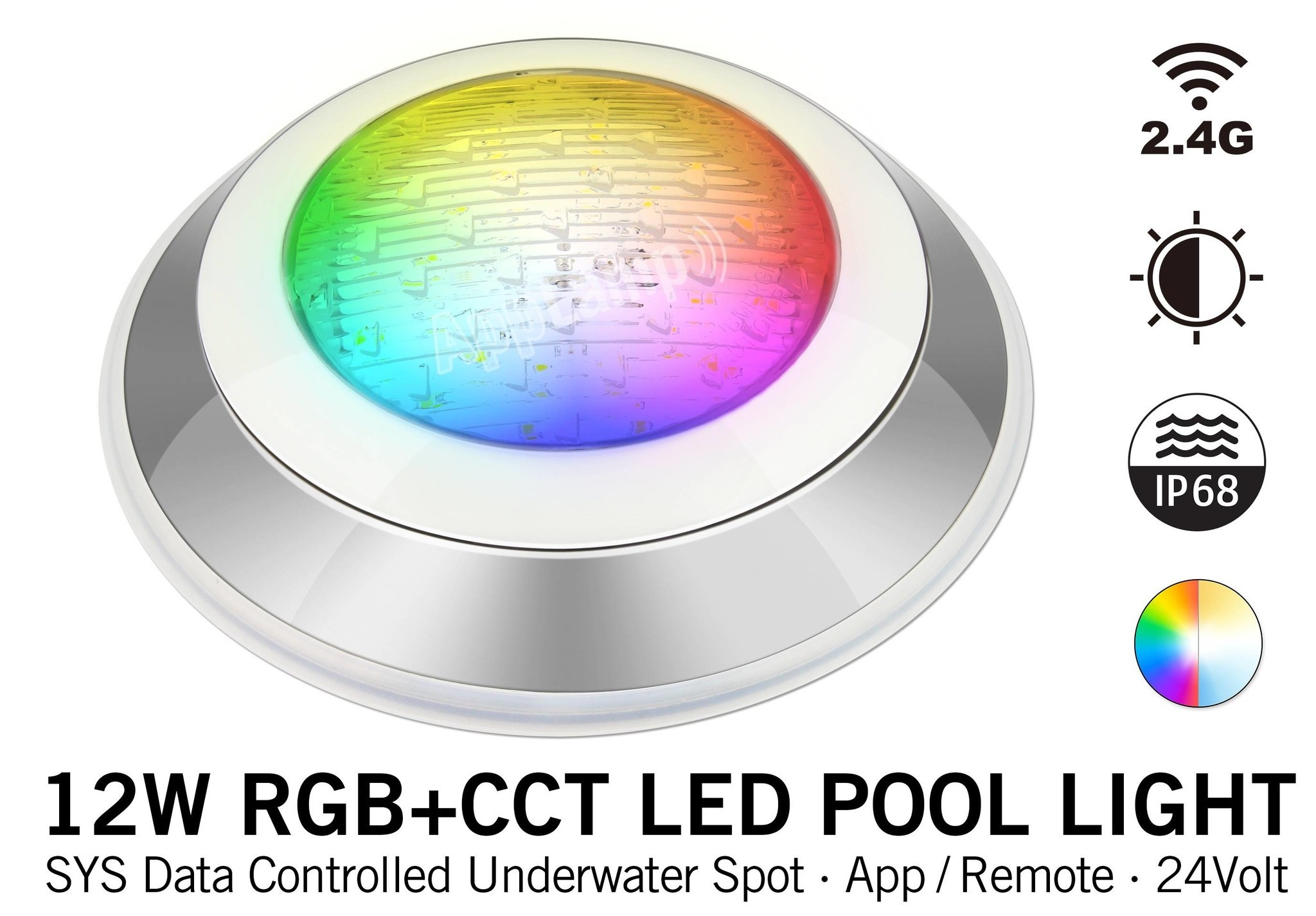 Mi·Light IP68 Zwembad LED onderwaterlamp 12W Kleur+Dual Wit RGB+CCT 24V