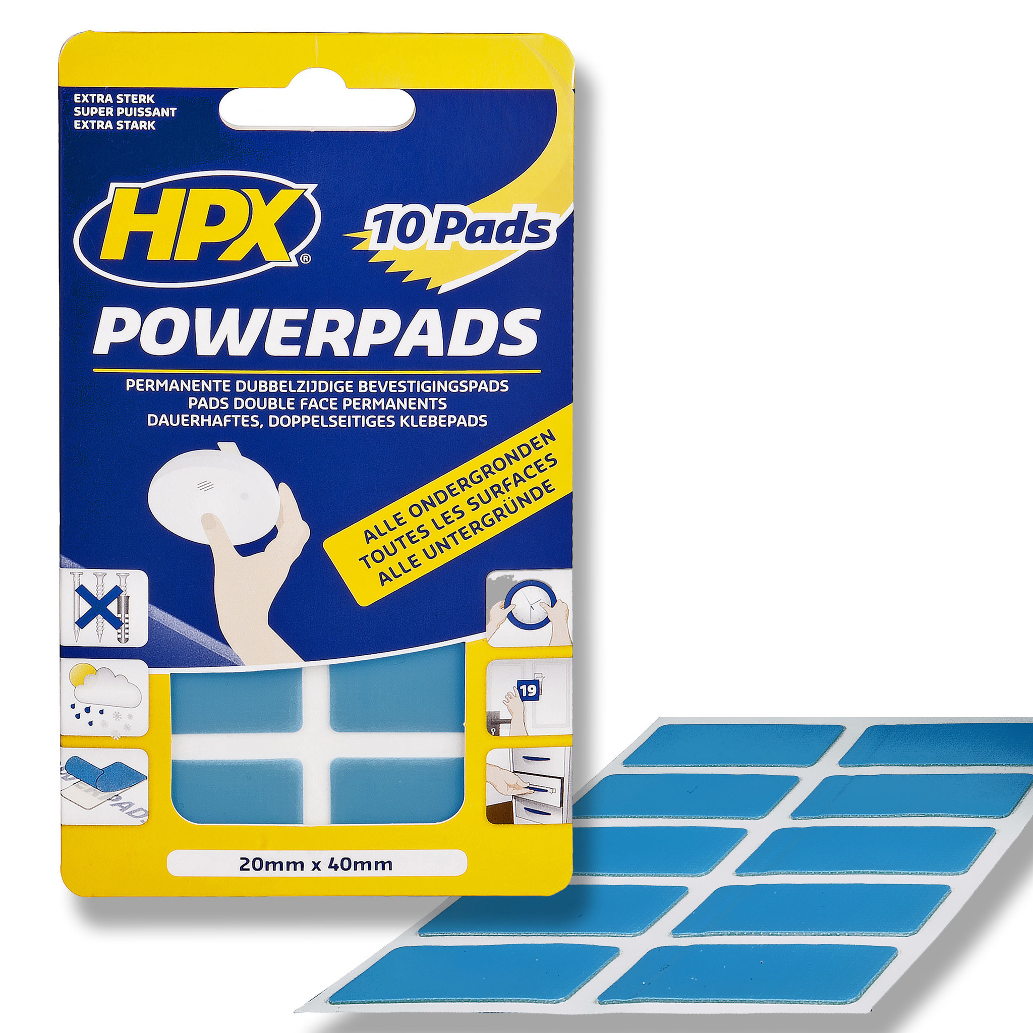 HPX HPX 10 stuks Extra Sterke POWERPADS | 20mm x 40mm | semi-transparant
