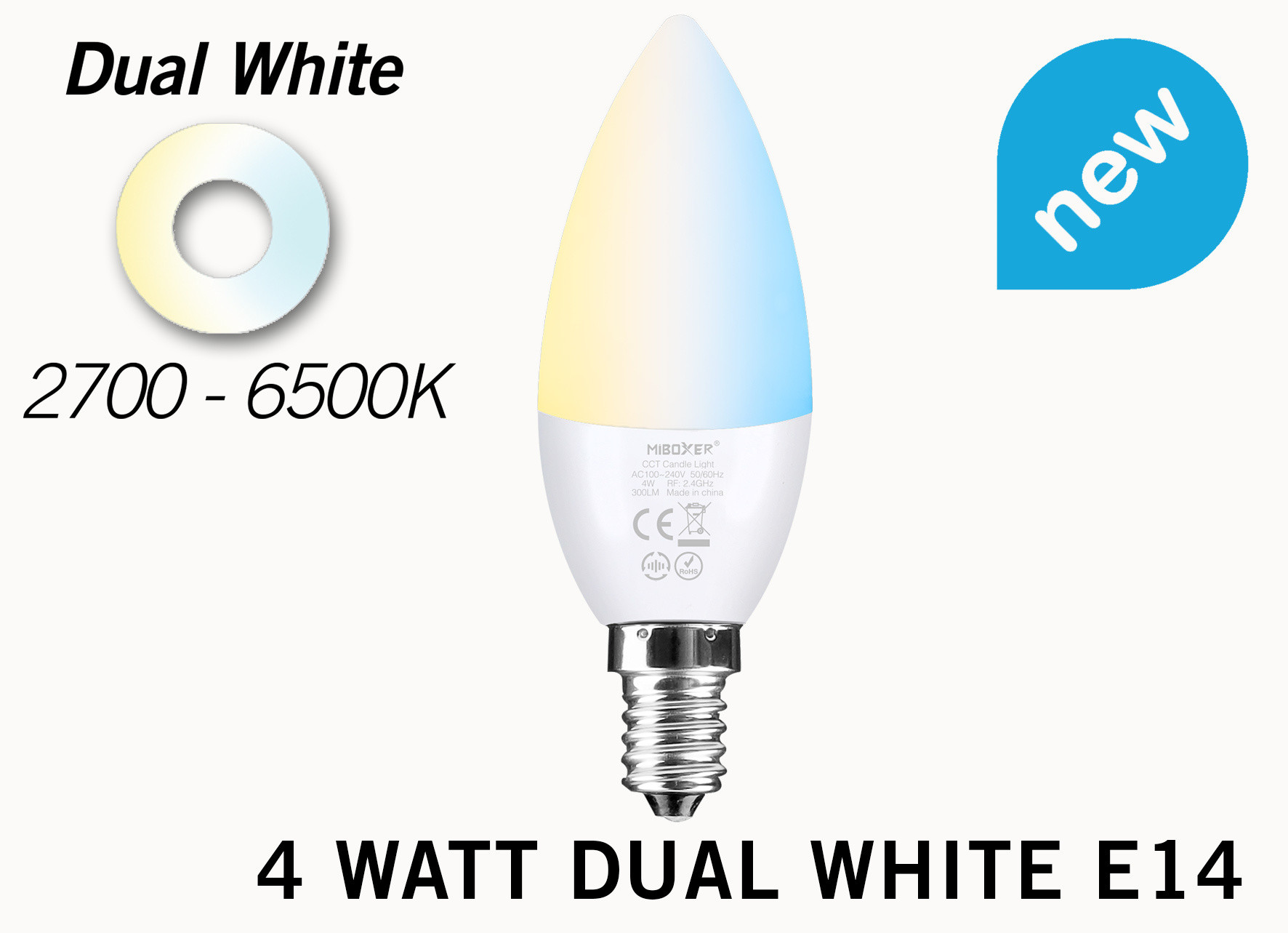 Mi·Light Miboxer / Mi-Light Kaarslamp 4W Dual White E14 Wifi LED Lamp