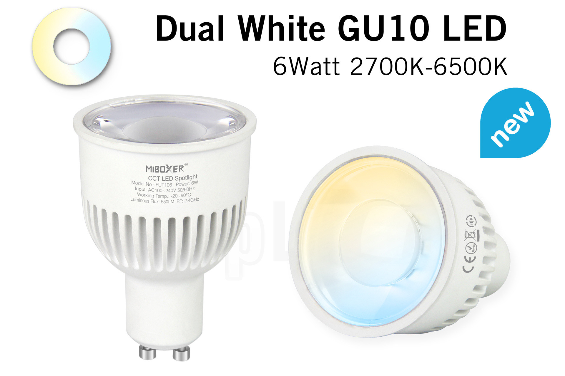 Miboxer 6W Dual White 220V GU10 LED Spot