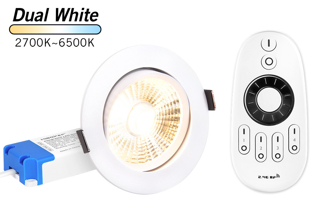 Mi·Light Mi-Light 12Watt Dual White LED 2.4G RF kantelbare Inbouwspot + Afstandsbediening