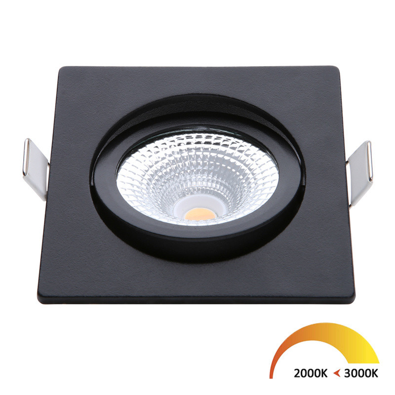 EcoDim EcoDim 5Watt 2000K - 3000K Vierkante Zwarte Kantelbare LED Inbouwspot