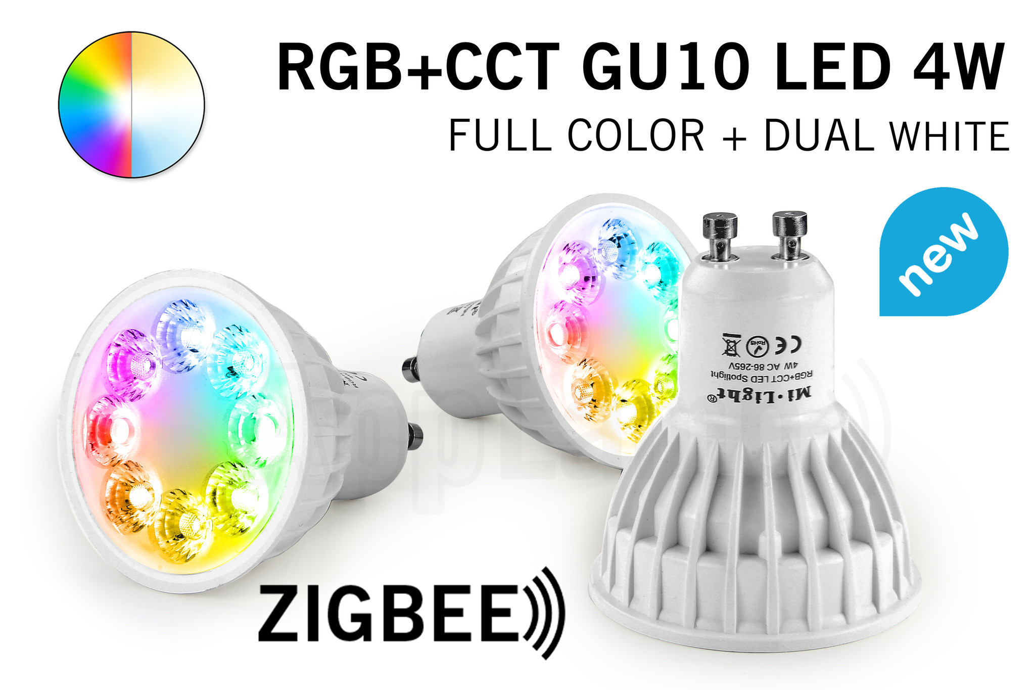 Mi·Light Mi-Light Zigbee 4W RGBWW Kleur + Dual White Dimbaar GU10 LED Spot 220V