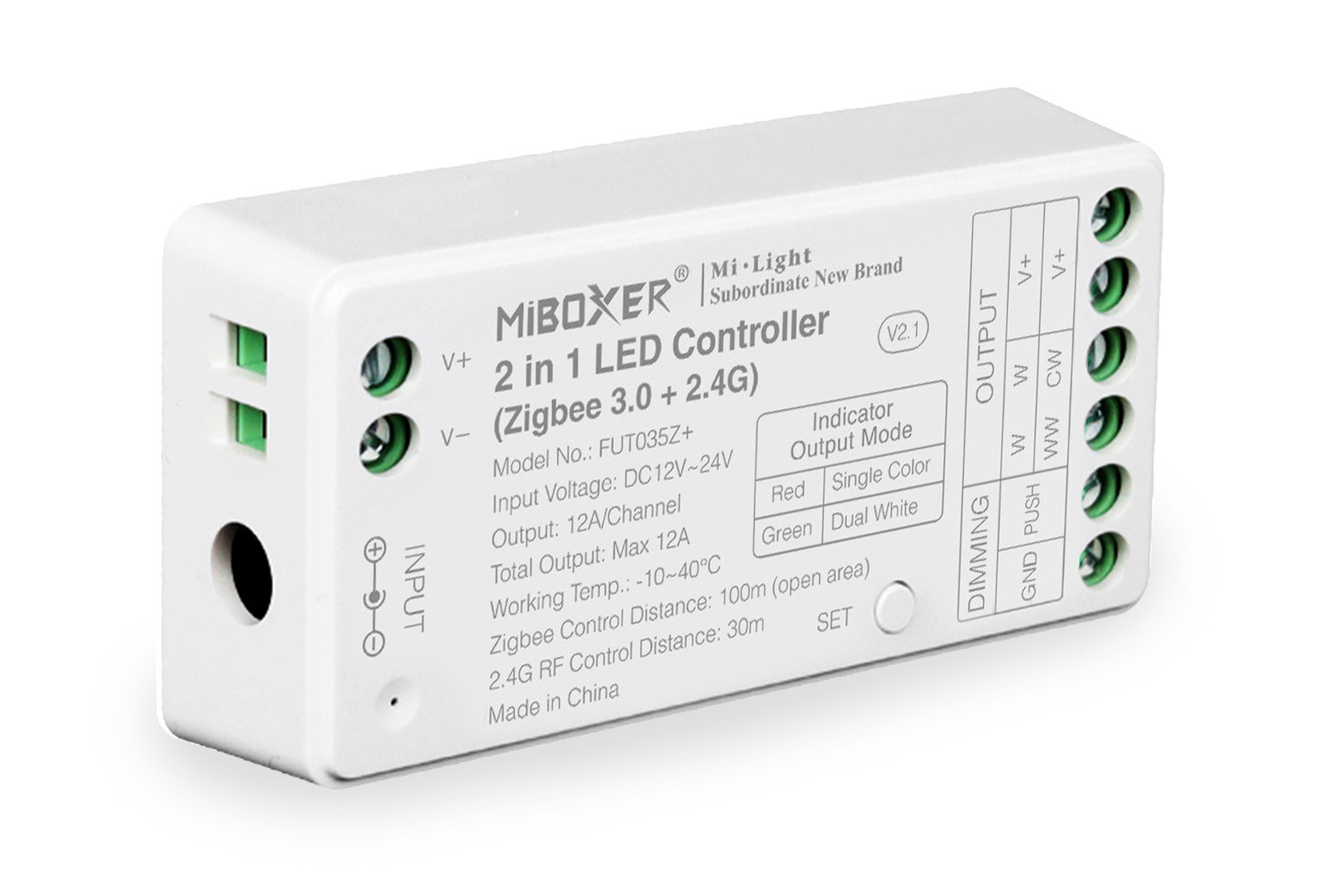 Mi·Light Miboxer 2 in 1 Zigbee 3.0 + RF 2.4G Enkelkleur/Dual White CCT Dimmer Controller