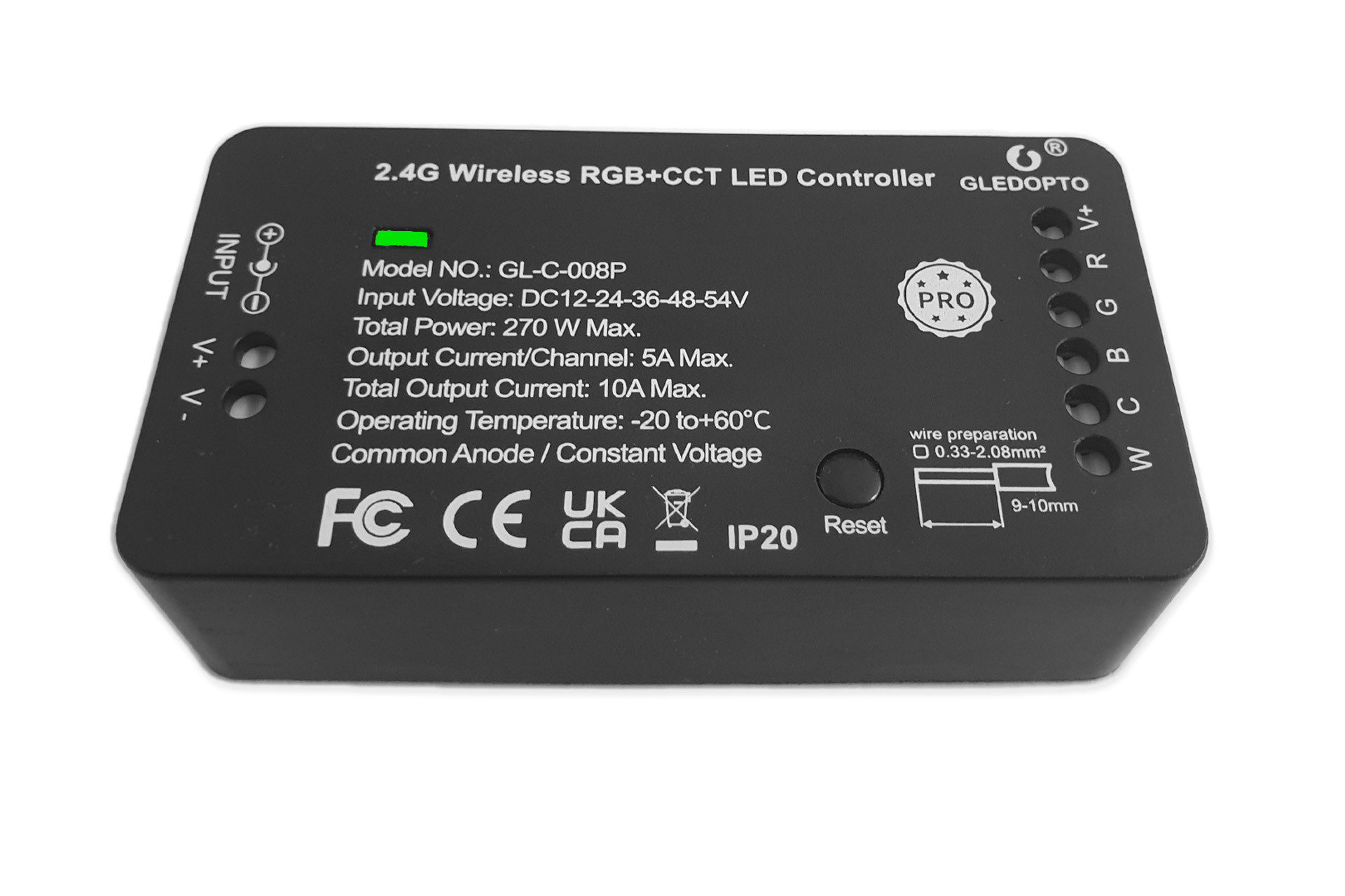 GLEDOPTO RGBW+CCT Gledopto Zigbee Pro Controller GL-C-008P | 12-54 Volt