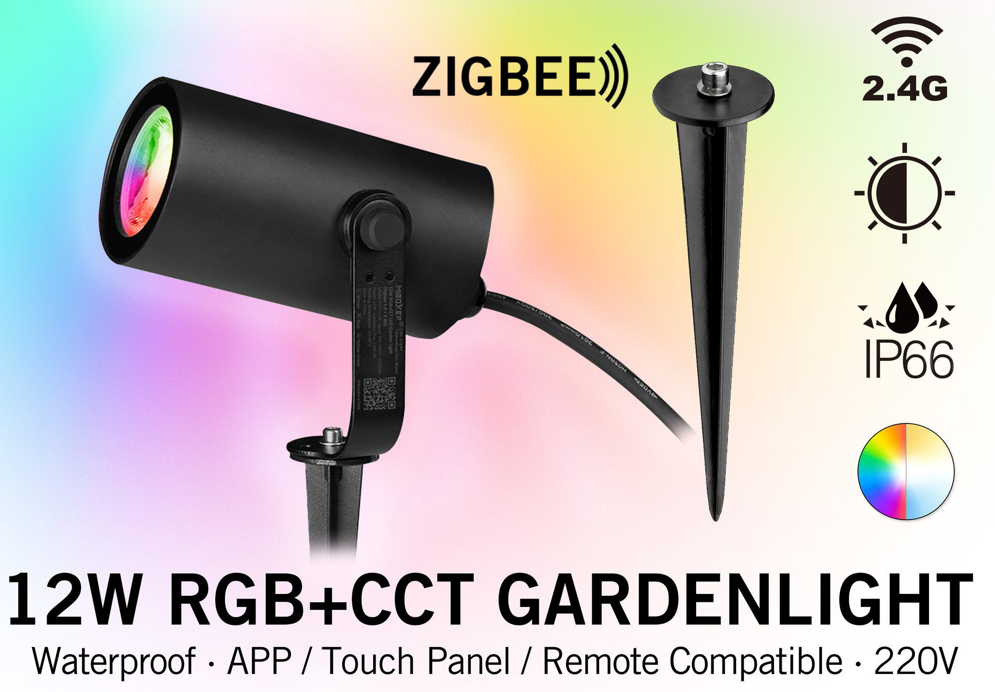 Mi·Light Mi-Light RF 2.4G + Zigbee 12W RGB+CCT 220V LED Tuin Prikspot IP66