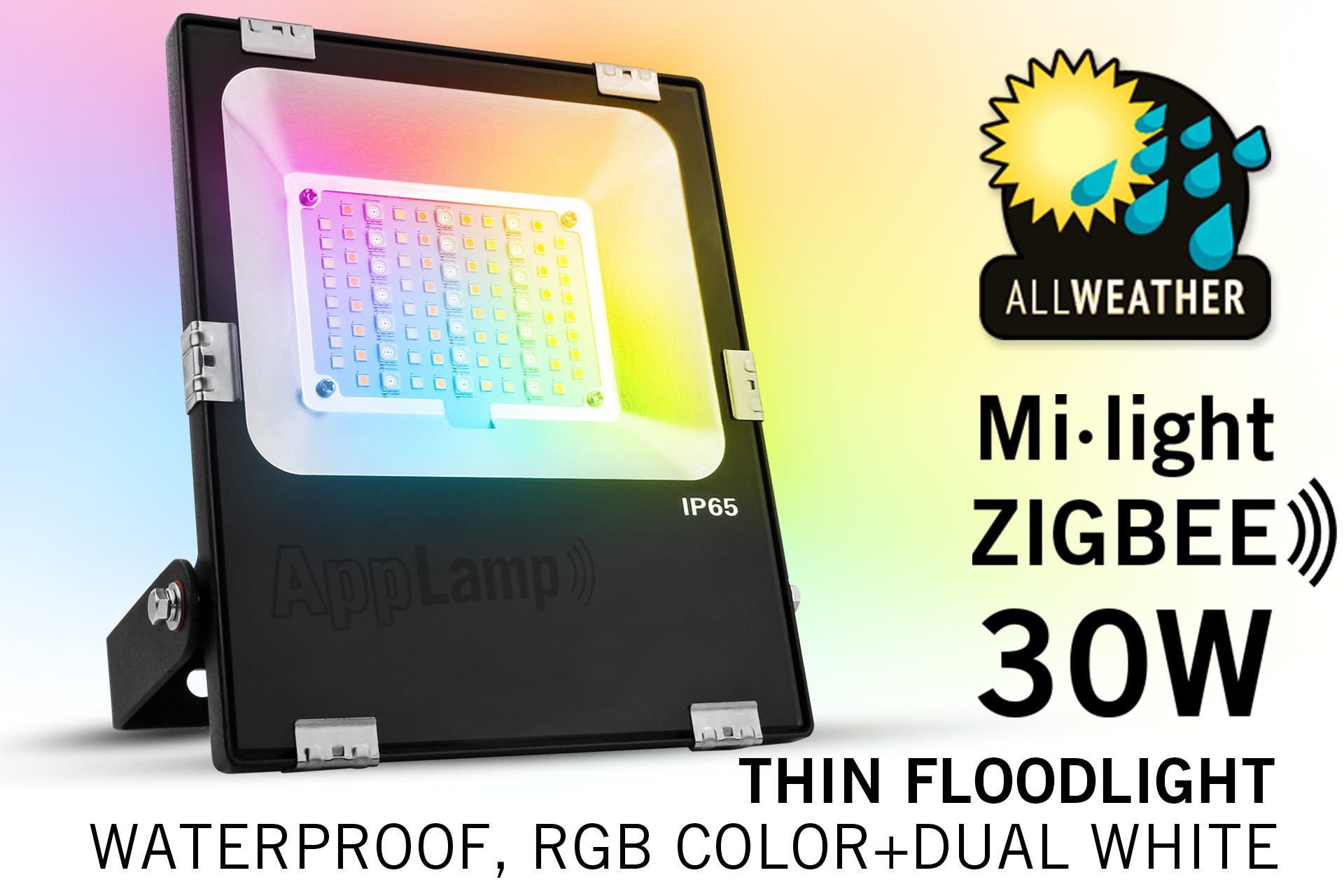 Mi·Light Zigbee Mi-Light 30W RGBWW Kleur + Dual White LED Schijnwerper. Waterdicht IP65