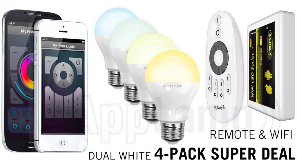 Mi·Light Mi-light 6W Dual White E27 Set van 4 Wifi LED Lampen Starterskit